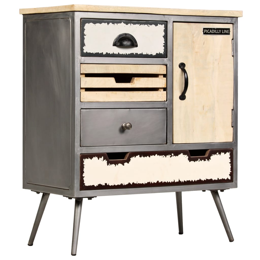 246283 vidaXL Sideboard Solid Mango Wood and Steel 65x33x76 cm 1