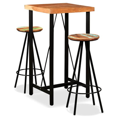 vidaXL Bar Set 3 Pieces Solid Acacia and Reclaimed Wood 1