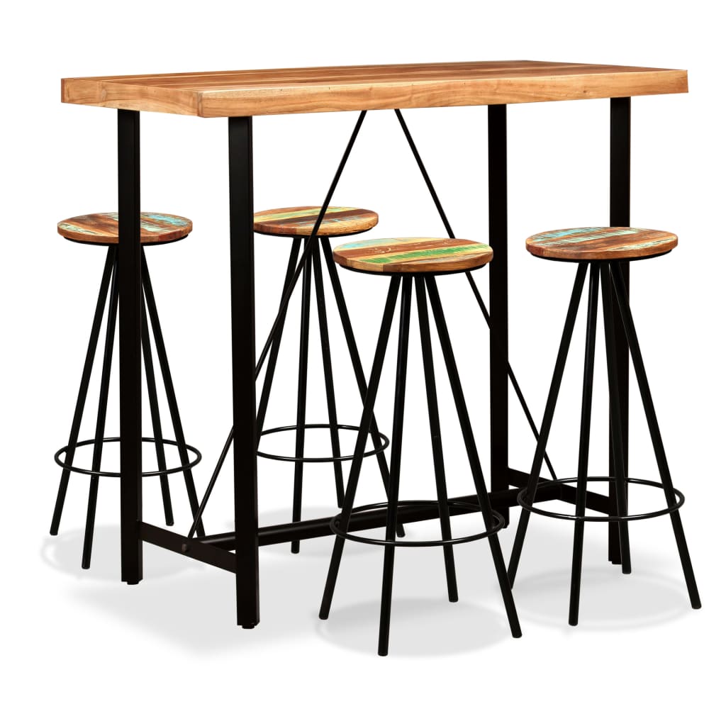 Bar Set 3 Pieces Solid Acacia and Reclaimed Wood 4