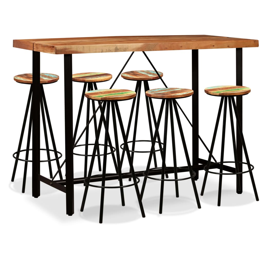 Bar Set 3 Pieces Solid Acacia and Reclaimed Wood 6
