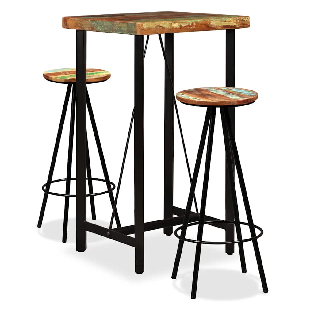 vidaXL Bar Set 3 Pieces Solid Reclaimed Wood 1