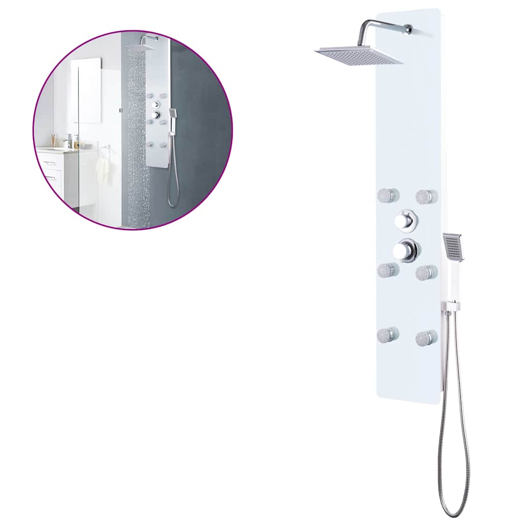 142992 vidaXL Shower Panel Unit Glass 25x44,6x130 cm White 2