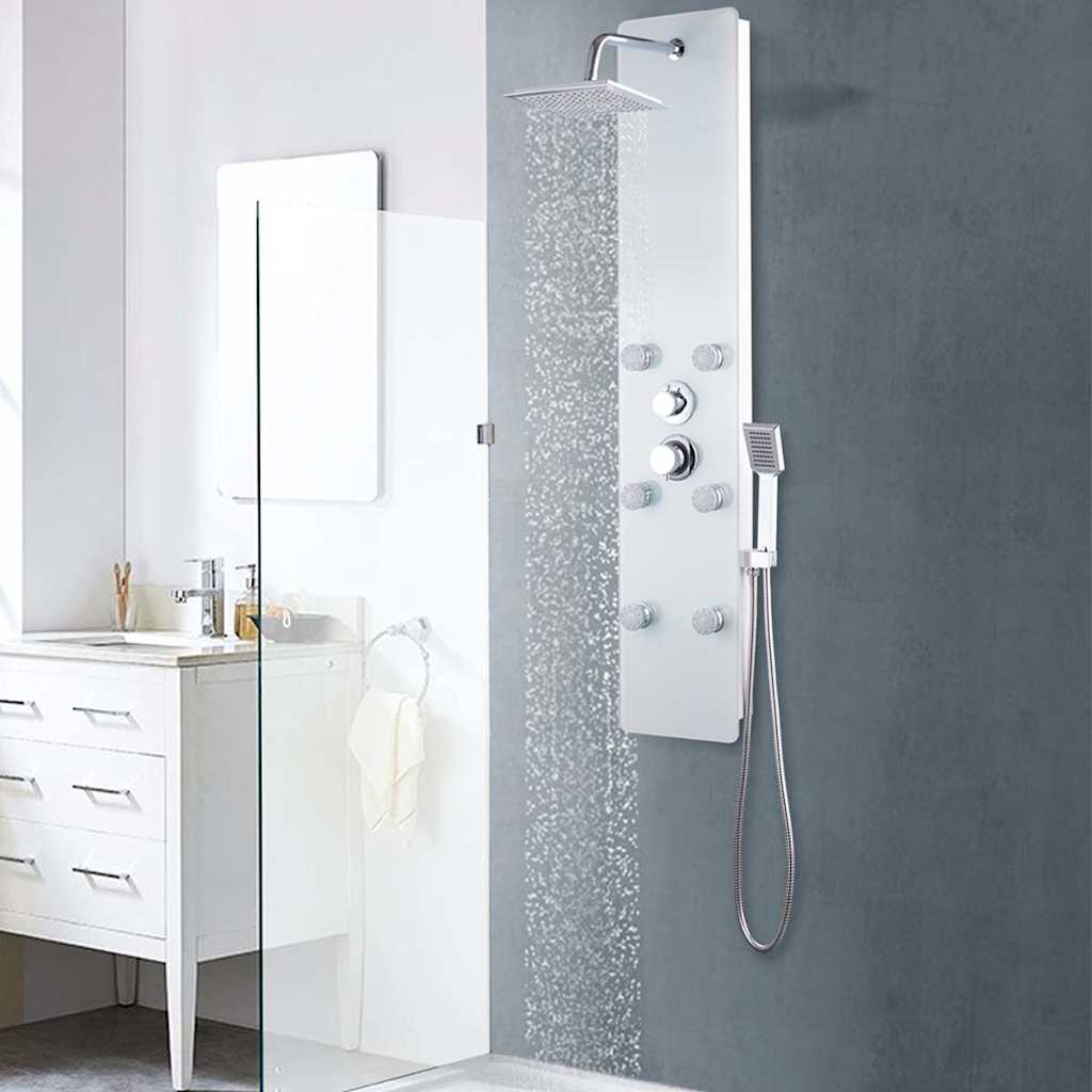 142992 vidaXL Shower Panel Unit Glass 25x44,6x130 cm White 1