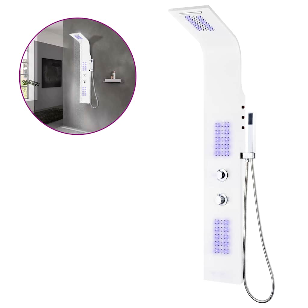 vidaXL Shower Panel Unit Aluminium 20x44x130 cm White 2