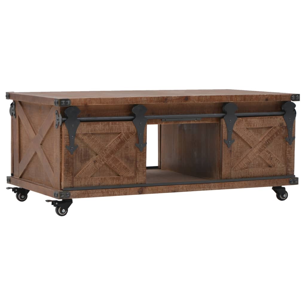 246119 vidaXL Coffee Table Solid Fir Wood 91x51x38 cm Brown 1