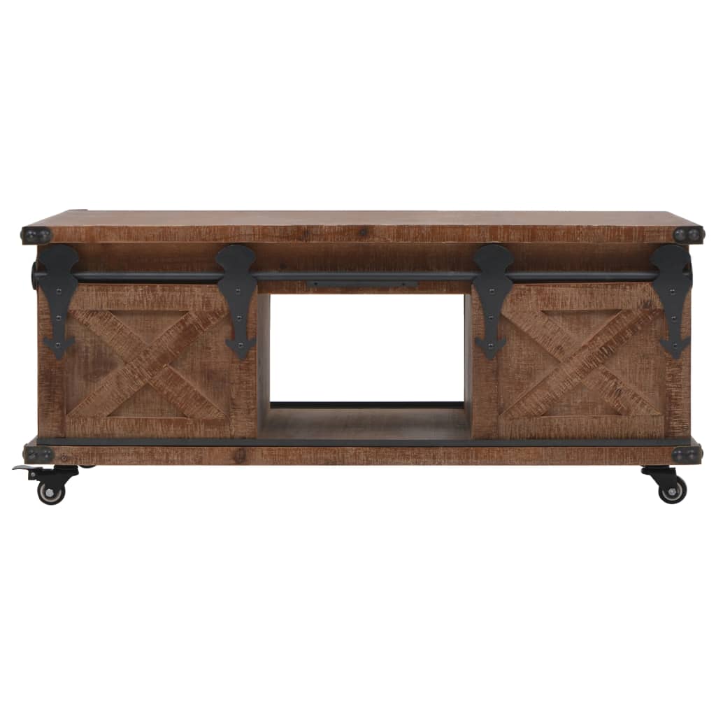 246119 vidaXL Coffee Table Solid Fir Wood 91x51x38 cm Brown 2