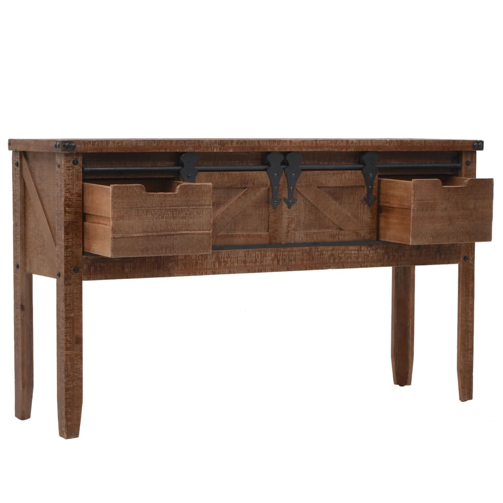 246121 vidaXL Console Table Solid Fir Wood 131x35,5x75 cm Brown 3