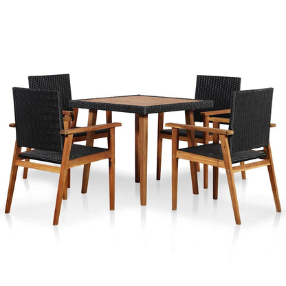 44074 vidaXL 5 Piece Outdoor Dining Set Poly Rattan Black and Brown 1