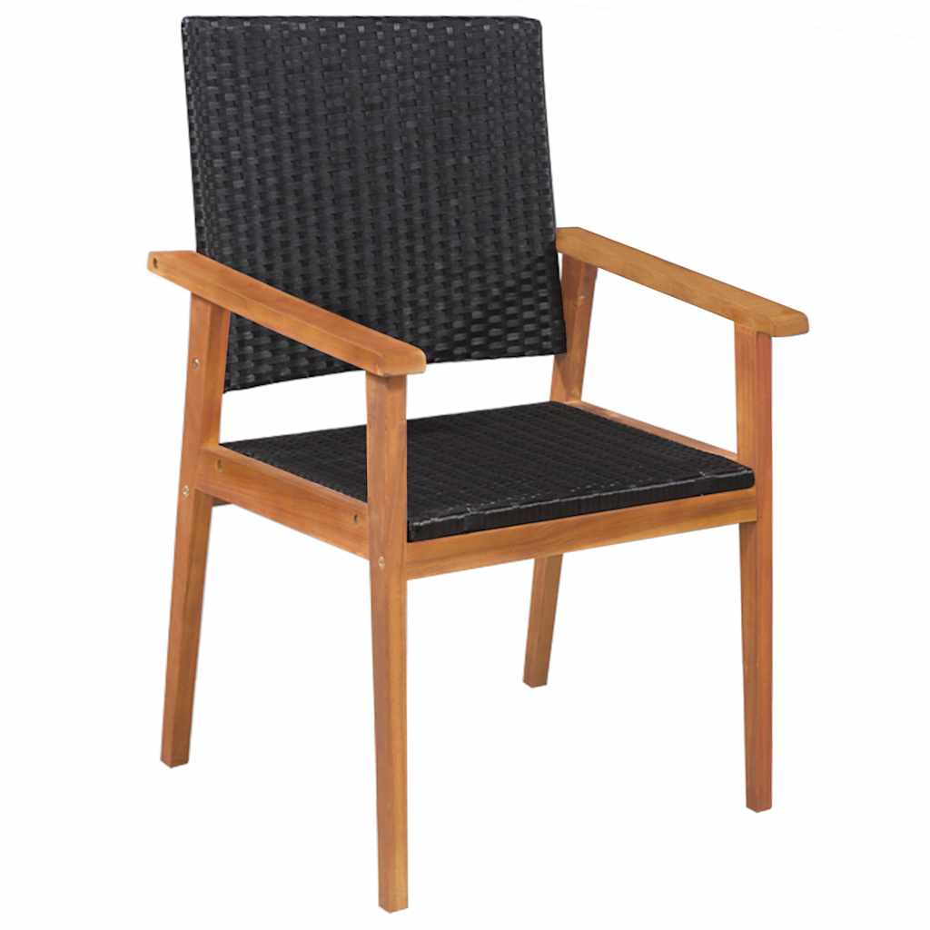44074 vidaXL 5 Piece Outdoor Dining Set Poly Rattan Black and Brown 2