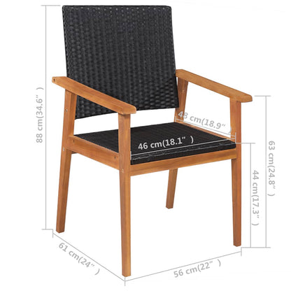 44074 vidaXL 5 Piece Outdoor Dining Set Poly Rattan Black and Brown 6