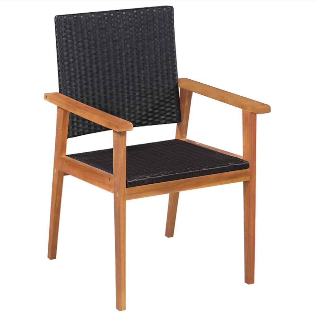 44075 vidaXL 5 Piece Outdoor Dining Set Poly Rattan Black and Brown 3