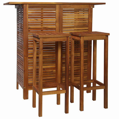 vidaXL Bar Table and Chair Set 3 Pieces Solid Acacia Wood 2