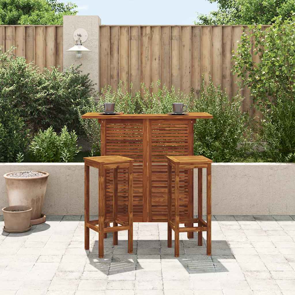 vidaXL Bar Table and Chair Set 3 Pieces Solid Acacia Wood 3