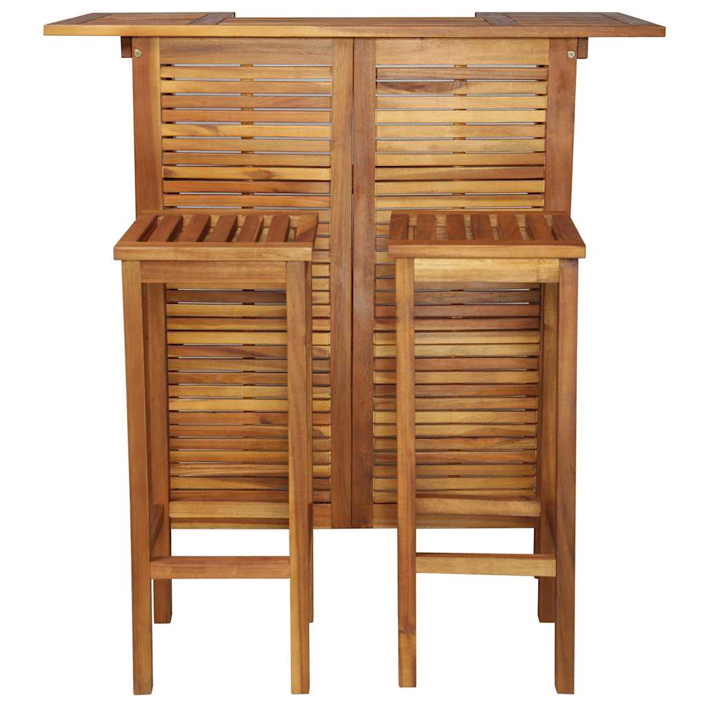 vidaXL Bar Table and Chair Set 3 Pieces Solid Acacia Wood 4