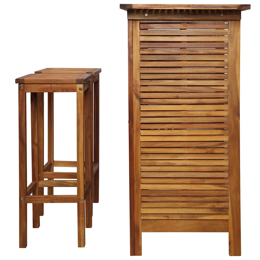 vidaXL Bar Table and Chair Set 3 Pieces Solid Acacia Wood 5