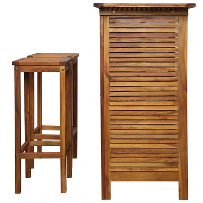 vidaXL Bar Table and Chair Set 3 Pieces Solid Acacia Wood 5