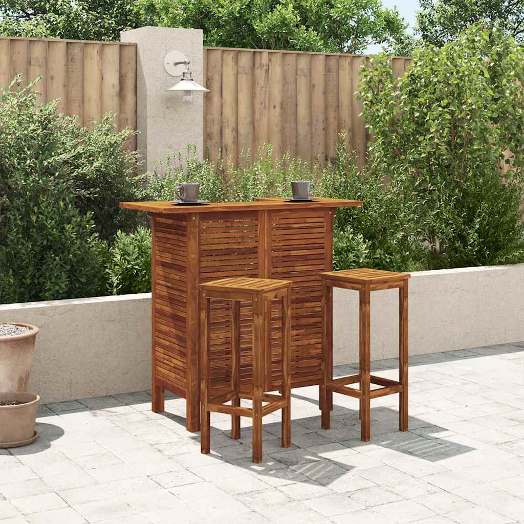vidaXL Bar Table and Chair Set 3 Pieces Solid Acacia Wood 1