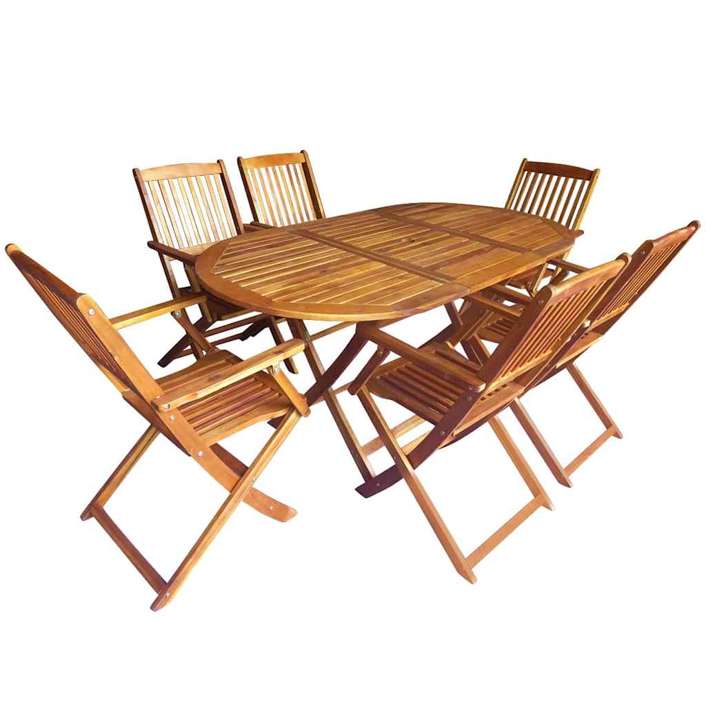 vidaXL Outdoor Dining Set 7 pcs Brown Solid eucalyptus wood 1