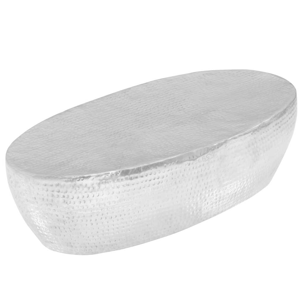 vidaXL Coffee Table | Hammered Silver | Polished Aluminium | 100 x 50 x 28 cm 1