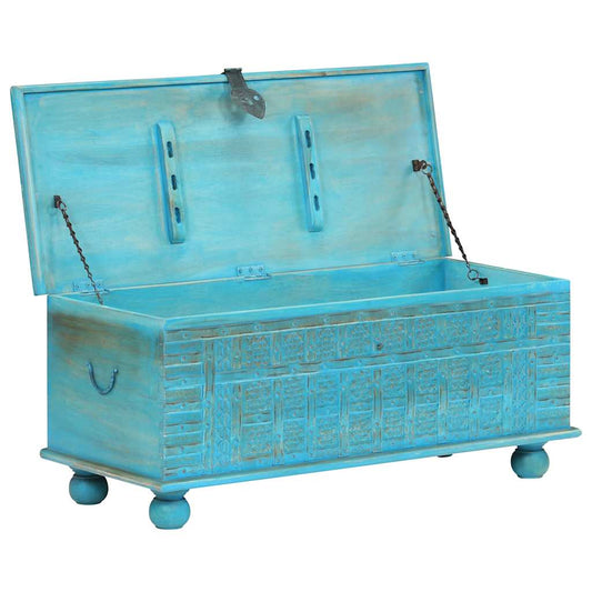 246479 vidaXL Storage Chest Solid Mango Wood Blue 100x40x41 cm 2