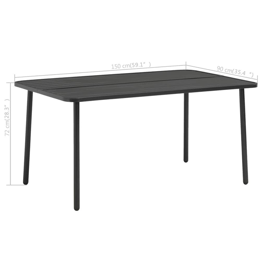 vidaXL Garden Table Dark Grey 150x90x72 cm Steel 4