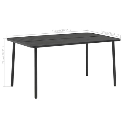 vidaXL Garden Table Dark Grey 150x90x72 cm Steel 4