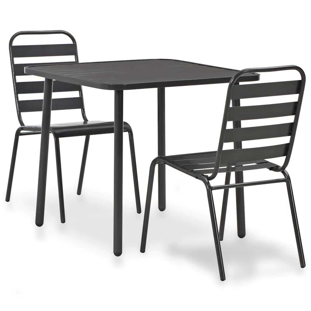 vidaXL 3 Piece Bistro Set Steel Dark Grey 1