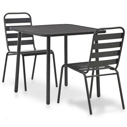 vidaXL 3 Piece Bistro Set Steel Dark Grey 1