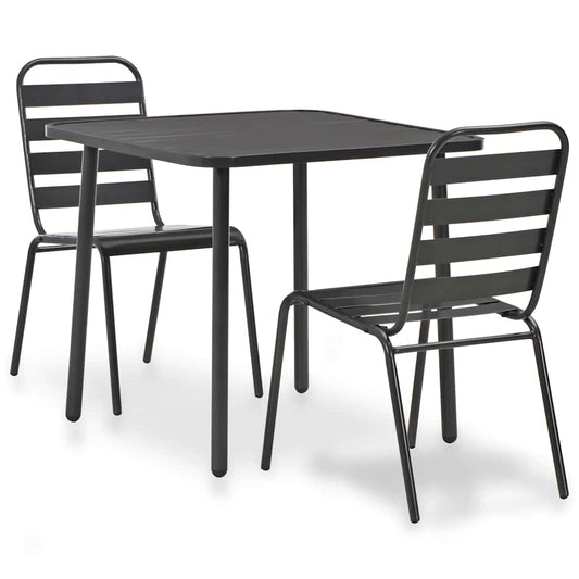 vidaXL 3 Piece Bistro Set Steel Dark Grey 1