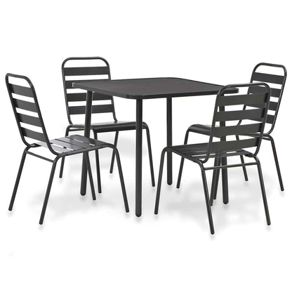 44262 vidaXL 5 Piece Outdoor Dining Set Steel Dark Grey 1