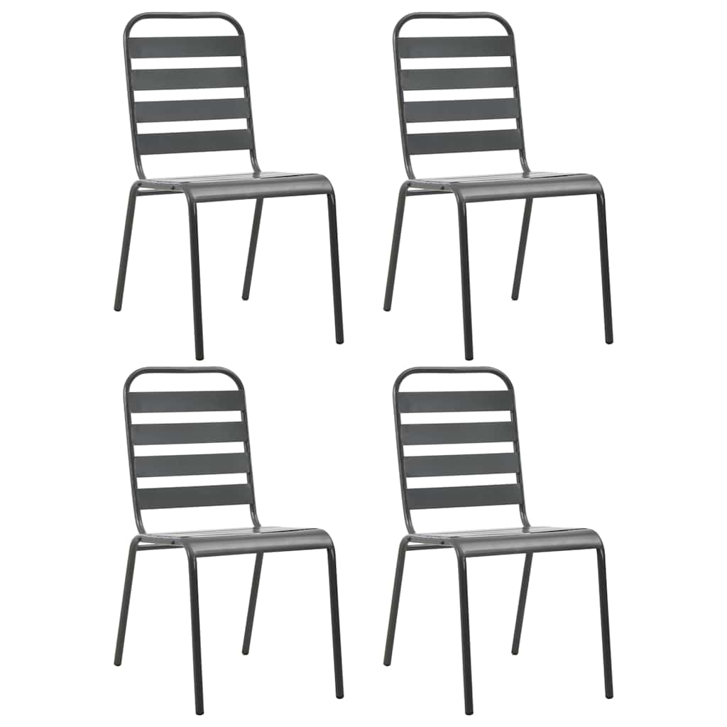44262 vidaXL 5 Piece Outdoor Dining Set Steel Dark Grey 4
