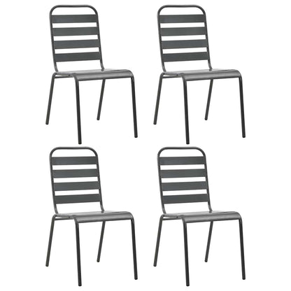 44262 vidaXL 5 Piece Outdoor Dining Set Steel Dark Grey 4