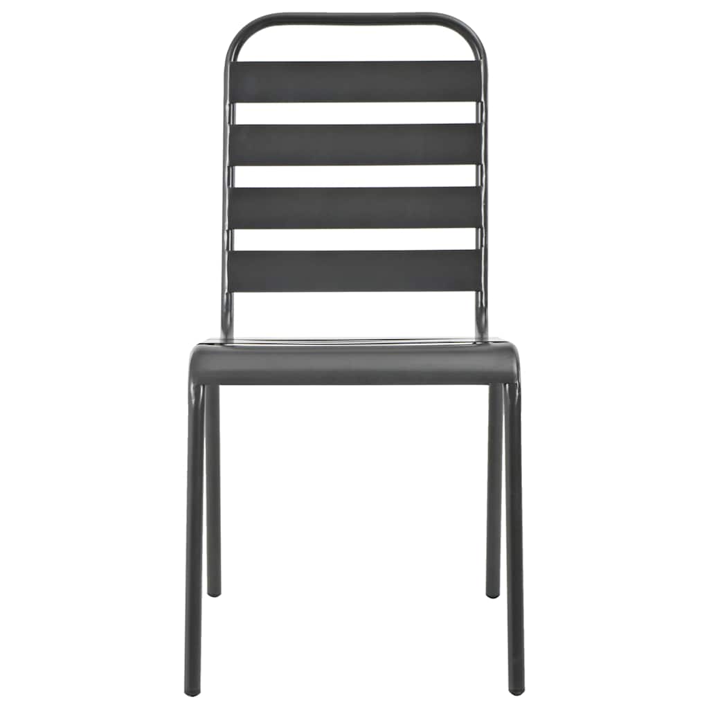 44262 vidaXL 5 Piece Outdoor Dining Set Steel Dark Grey 6