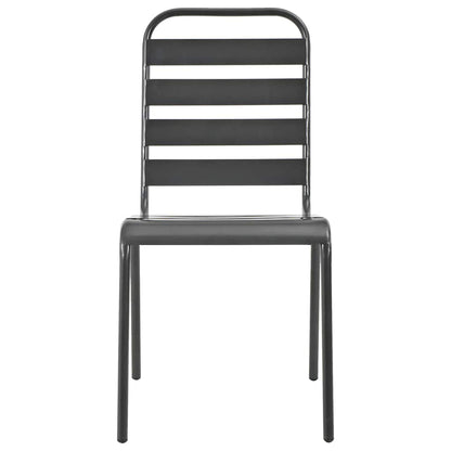 44262 vidaXL 5 Piece Outdoor Dining Set Steel Dark Grey 6