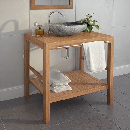 Bathroom Vanity Cabinet Solid Teak 74 x 45 x 75 cm Without basket