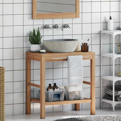 246496 vidaXL Bathroom Vanity Cabinet Solid Teak with Riverstone Sink 3