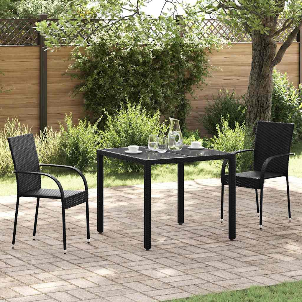 Stackable Outdoor Chairs Poly Rattan Black 2