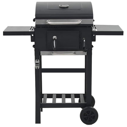 44280 vidaXL Charcoal-Fueled BBQ Grill with Bottom Shelf Black 2