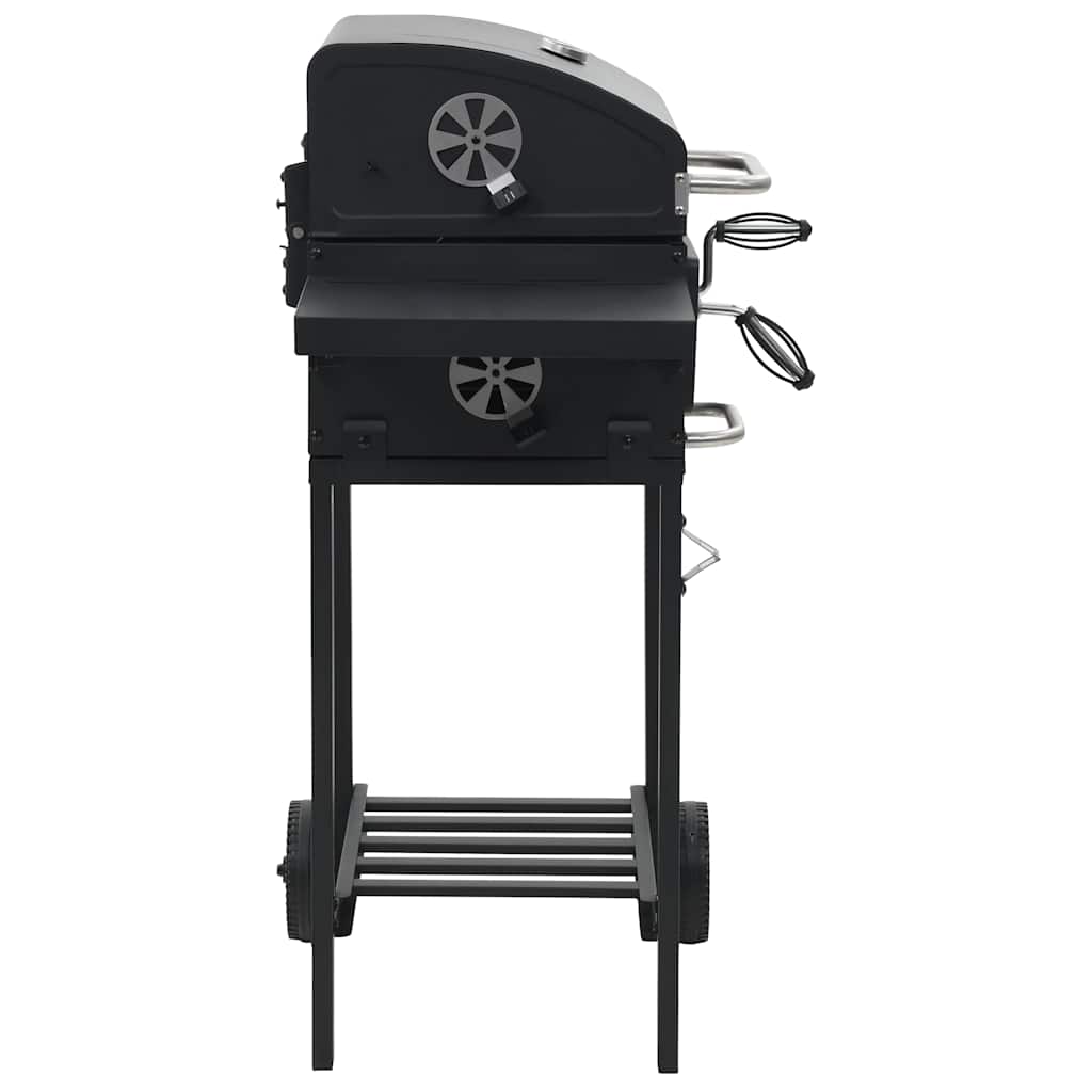 44280 vidaXL Charcoal-Fueled BBQ Grill with Bottom Shelf Black 6