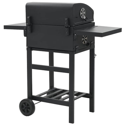 44280 vidaXL Charcoal-Fueled BBQ Grill with Bottom Shelf Black 5