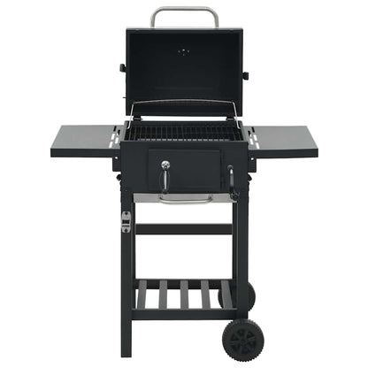 44280 vidaXL Charcoal-Fueled BBQ Grill with Bottom Shelf Black 3