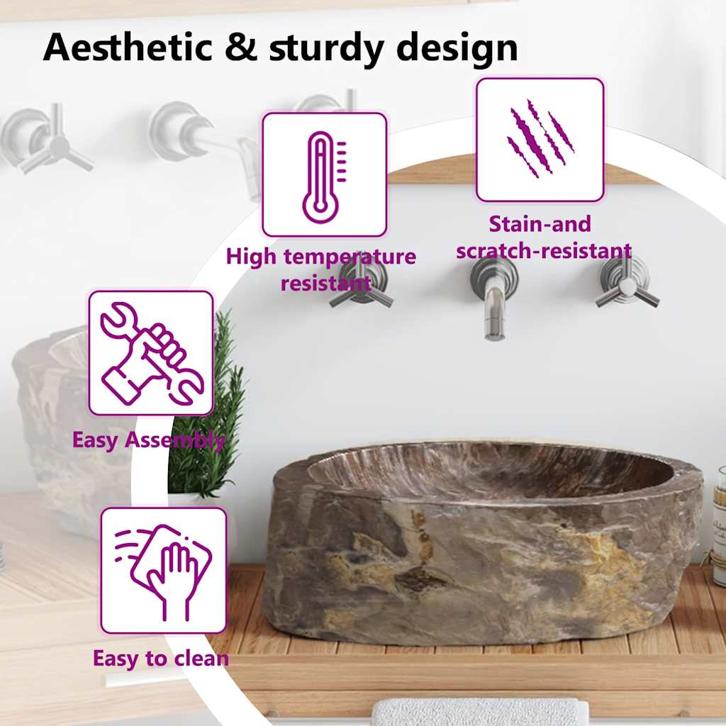 142778 vidaXL Sink 45x35x15 cm Fossil Stone Cream 5