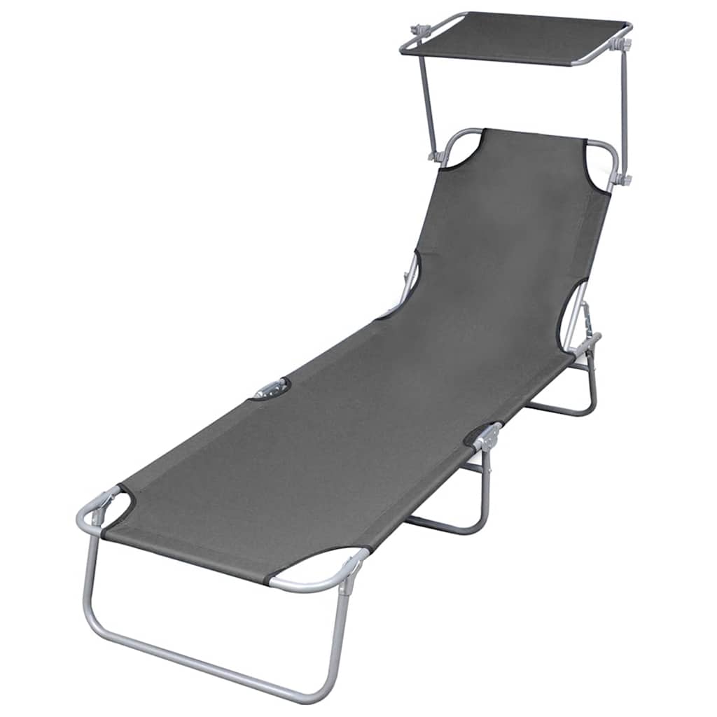 Sun Lounger Polyester Grey 1 pcs