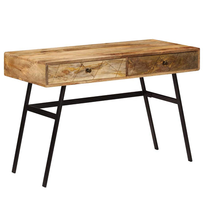 vidaXL Writing Desk | Varied tones of natural wood | Solid mango wood, steel 1