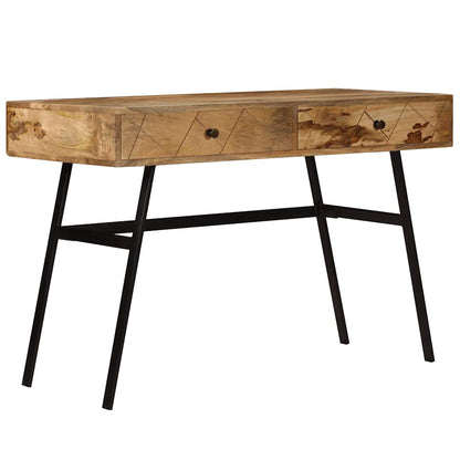vidaXL Writing Desk | Varied tones of natural wood | Solid mango wood, steel 2