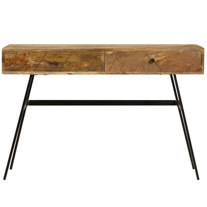 vidaXL Writing Desk | Varied tones of natural wood | Solid mango wood, steel 3