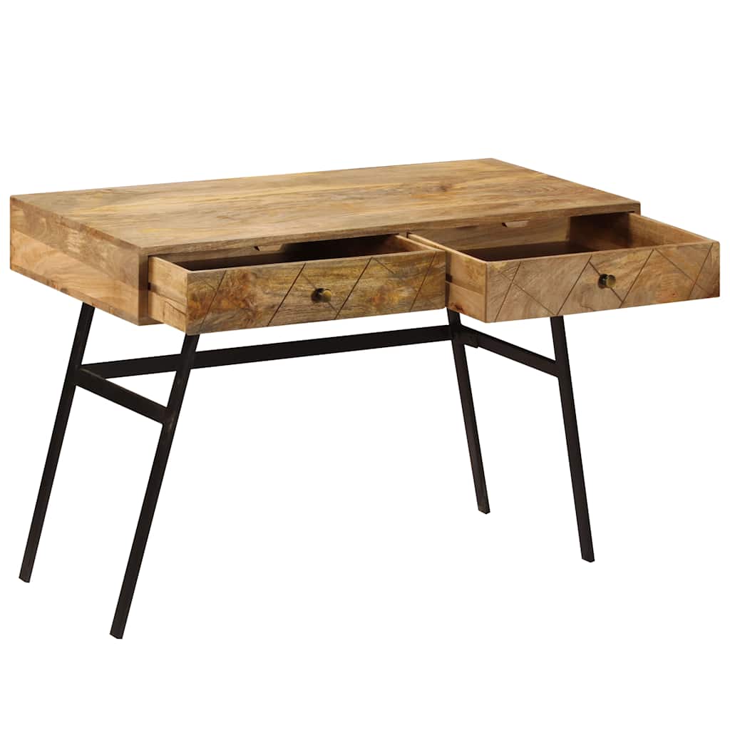 vidaXL Writing Desk | Varied tones of natural wood | Solid mango wood, steel 4