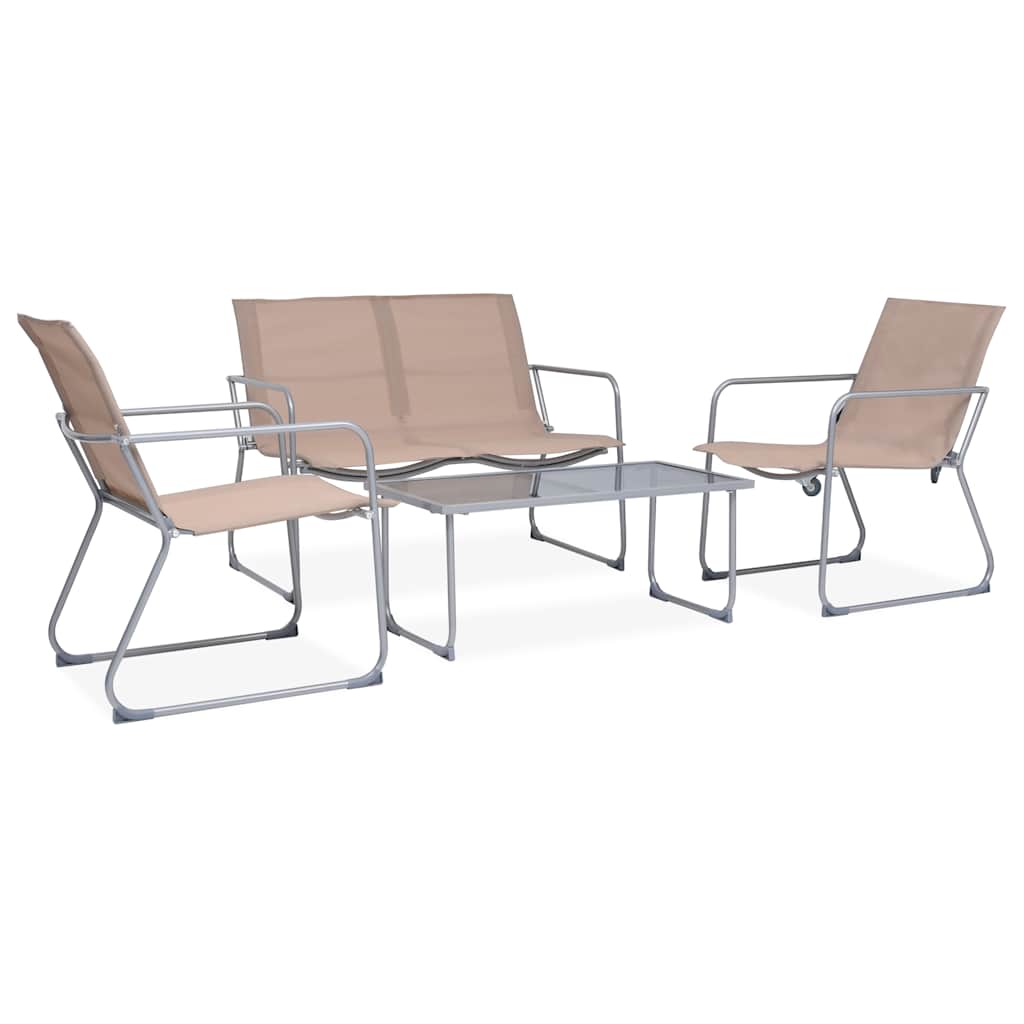 vidaXL 4 Piece Garden Lounge Set Fabric & Steel Taupe 1