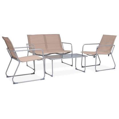 vidaXL 4 Piece Garden Lounge Set Fabric & Steel Taupe 1