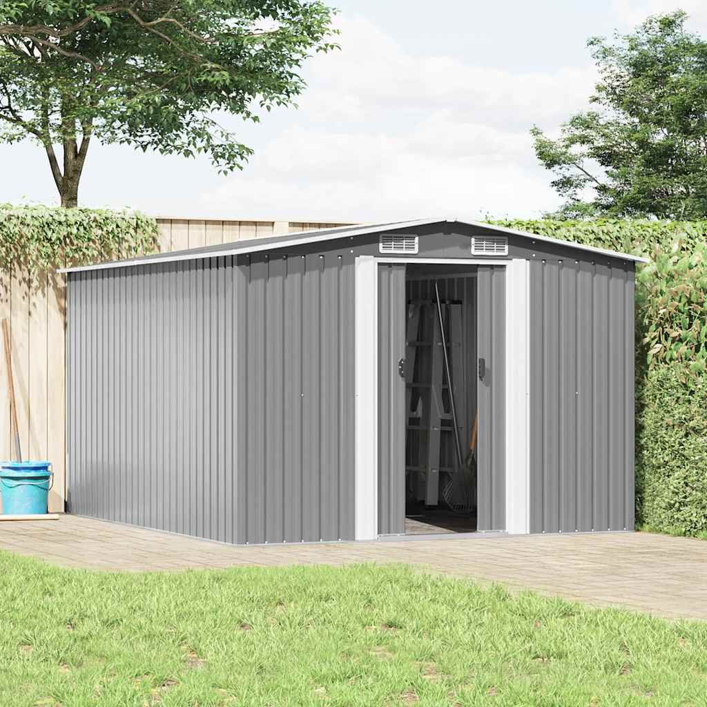 Garden Shed Metal Grey 178 cm 298 cm
